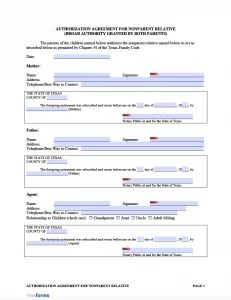 free texas minor child power of attorney form pdf