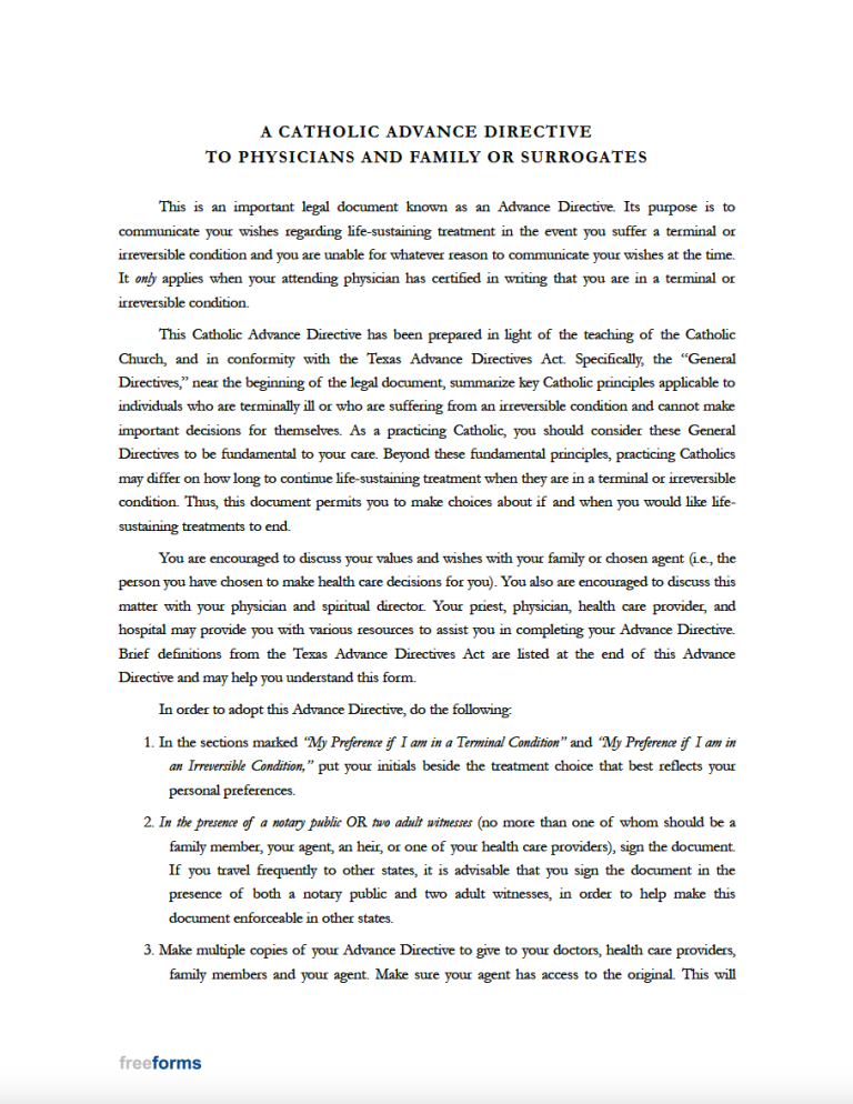 Free Texas Living Will Form PDF Free texas living will form pdf