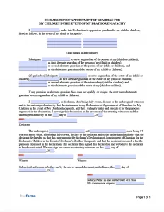 free texas minor child power of attorney form pdf