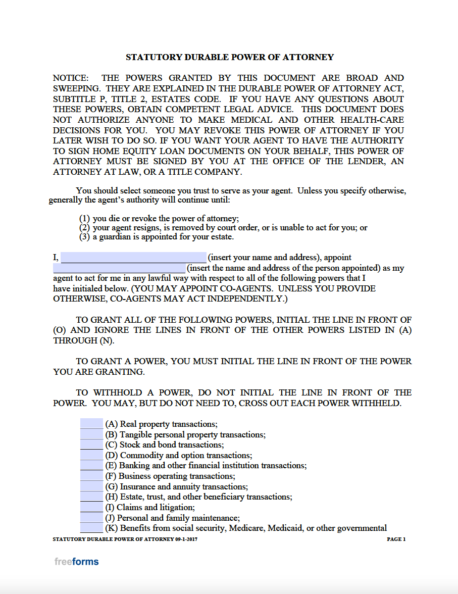 Free Texas Power of Attorney Forms | PDF | Word