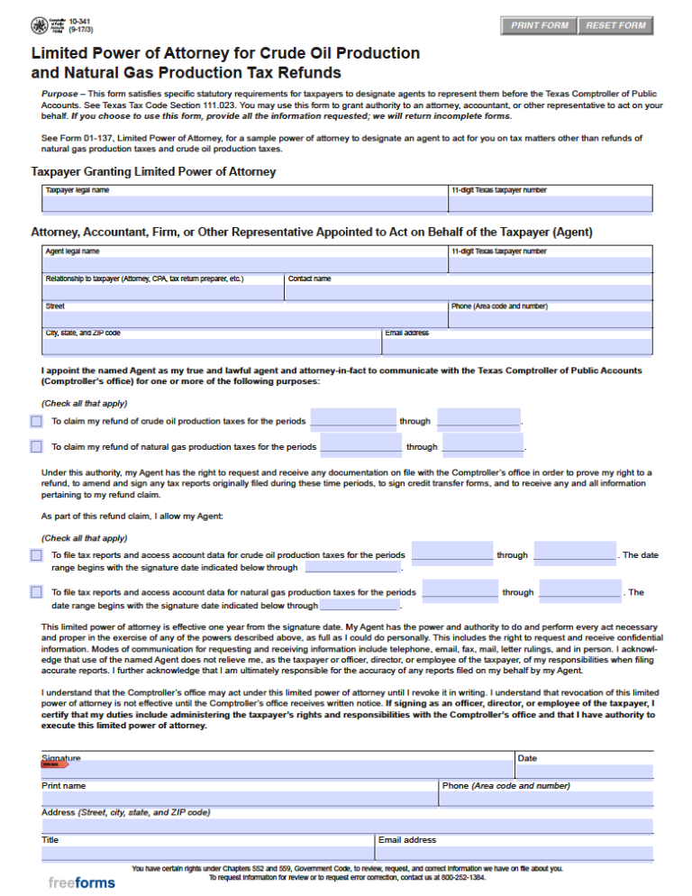 Free Texas Tax Power of Attorney Form | PDF