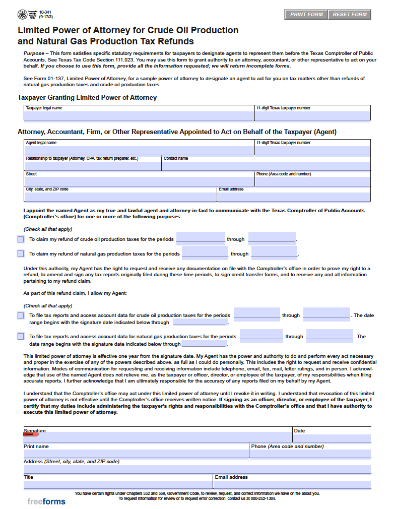 Free Texas Tax Power Of Attorney Form 