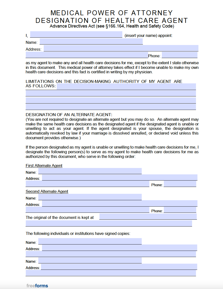 Texas Medical Power Of Attorney Form 2023 Printable Forms Free Online
