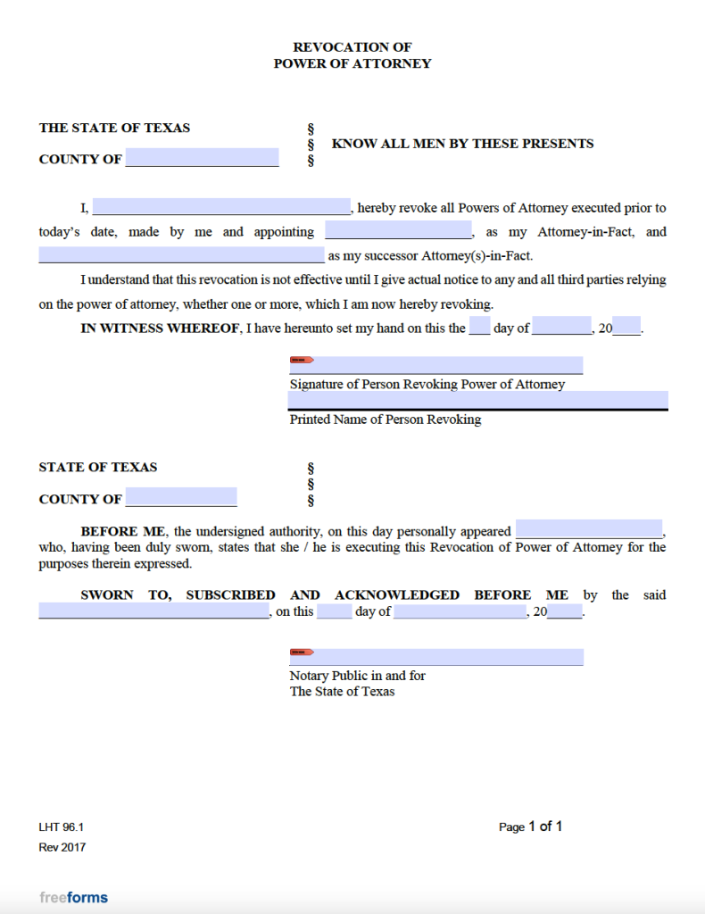 Free Texas Minor Child Power of Attorney Form PDF