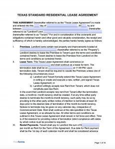 free texas rental lease agreement templates pdf word