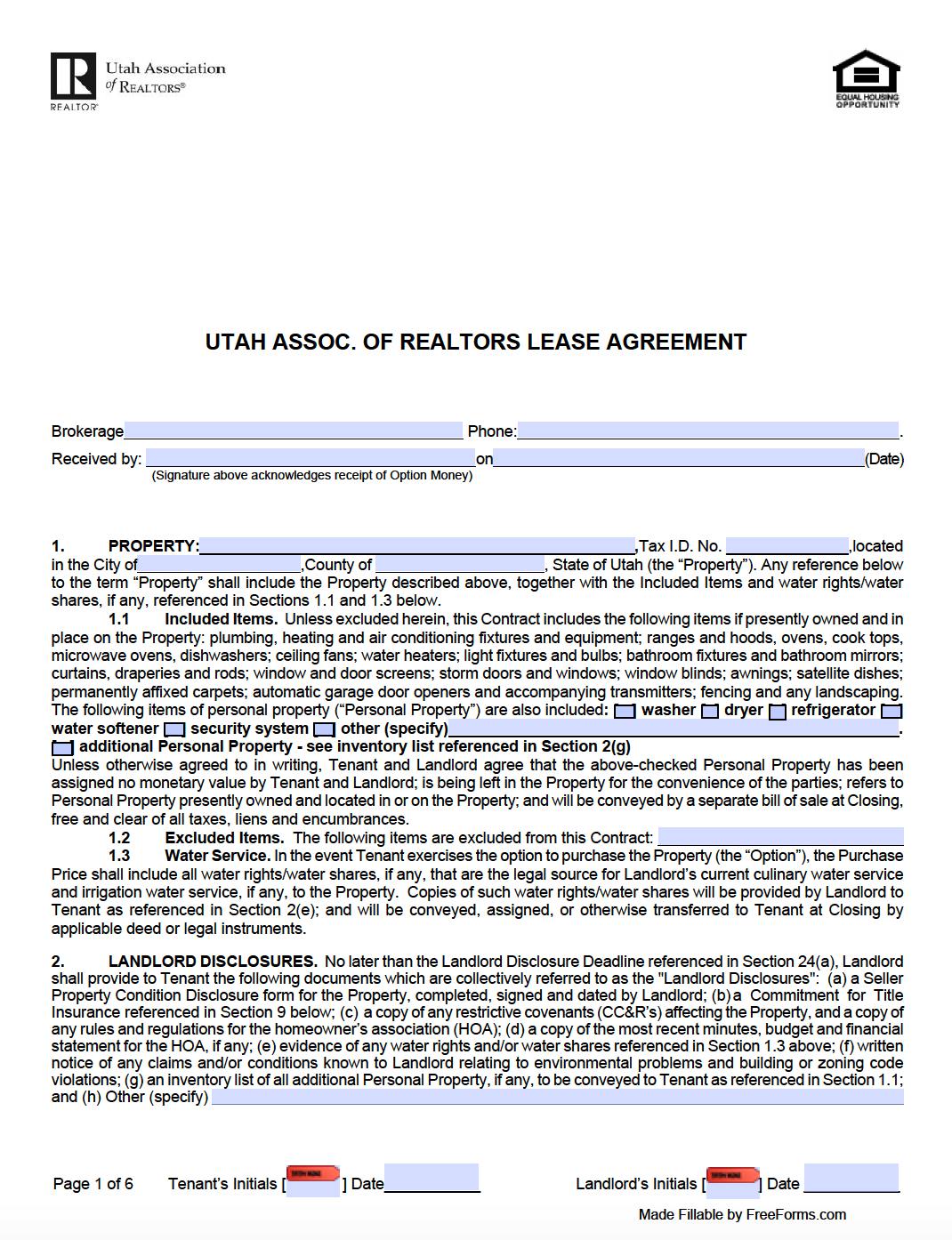 Free Utah Standard Residential Lease Agreement Template PDF WORD