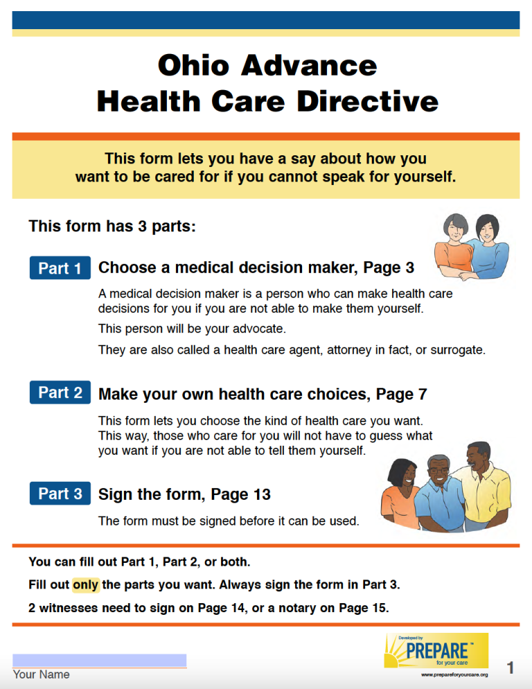 Free Ohio Advance Directive Form (Medical POA &amp; Living Will) | PDF