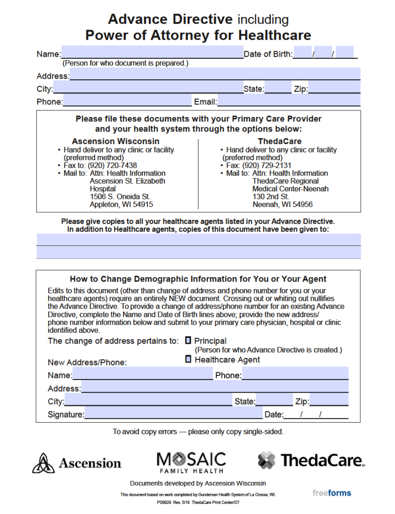 Printable Living Will Form Wisconsin Printable Forms Free Online