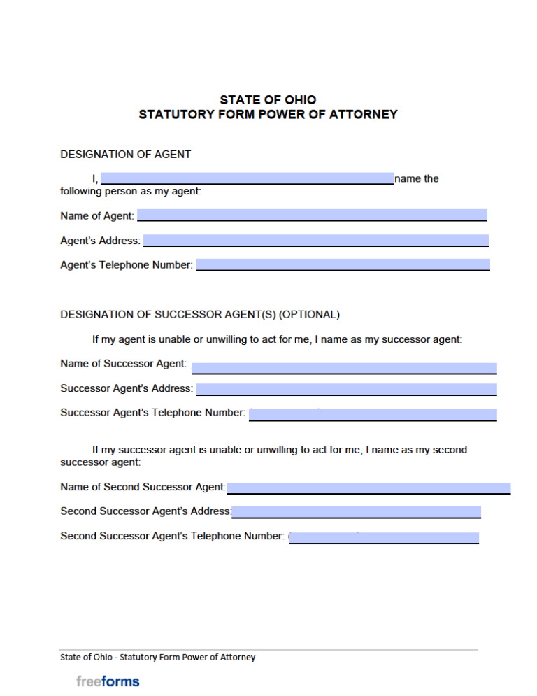 Free Ohio Durable Financial Power Of Attorney Form PDF WORD