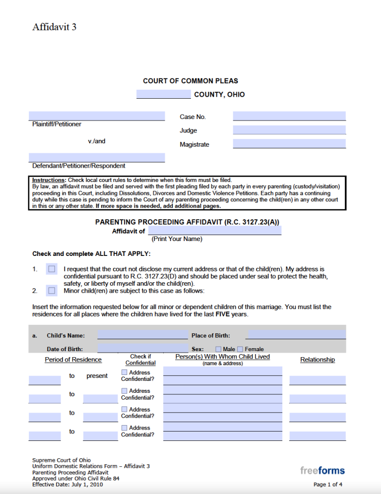 Free Ohio Minor Child Power Of Attorney Form PDF
