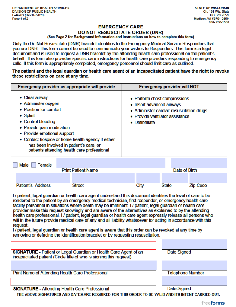 Free Wisconsin Advance Directive Form (Medical POA & Living Will) PDF