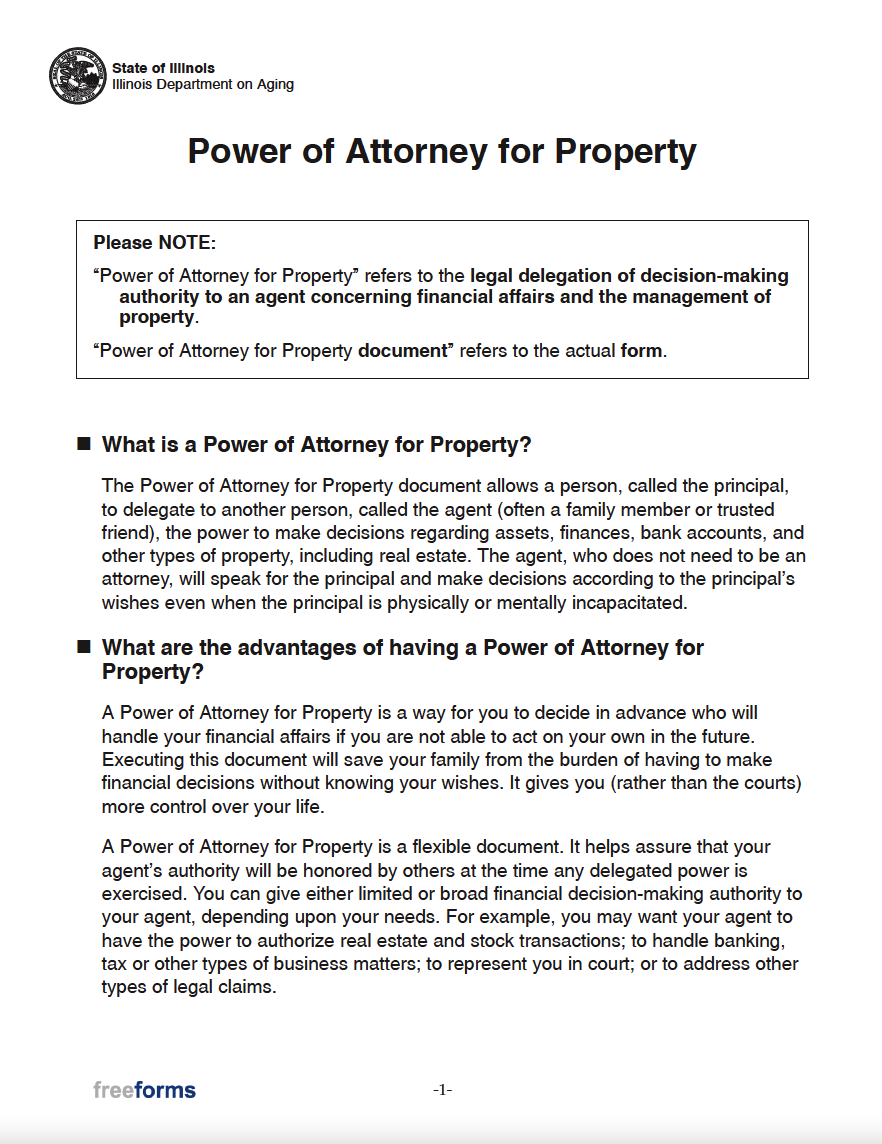 Free Illinois Durable (Financial) Power of Attorney Form PDF WORD