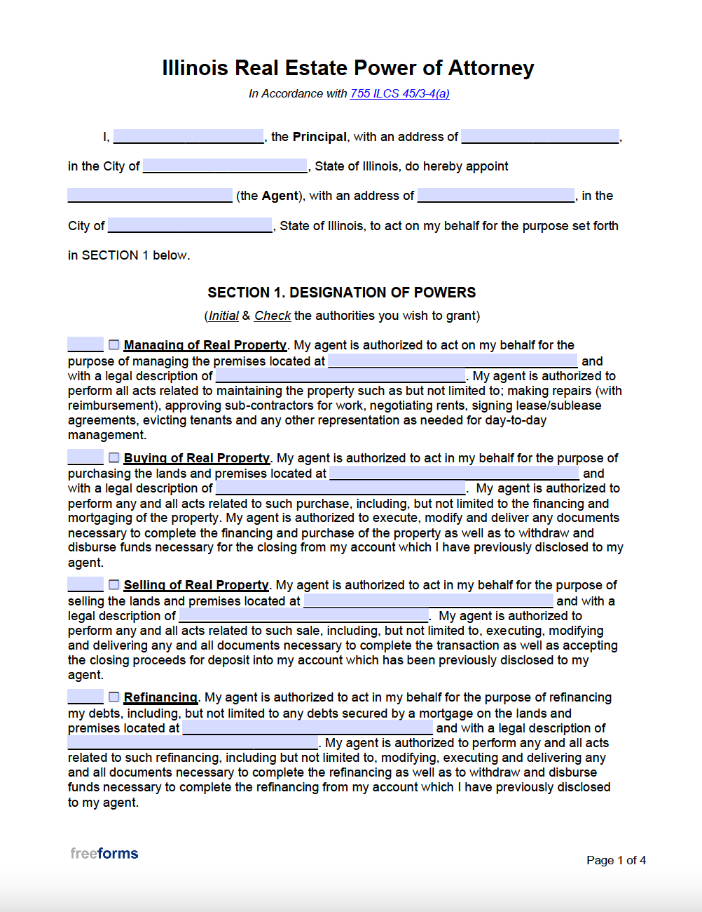 Free Illinois Power of Attorney Forms PDF WORD