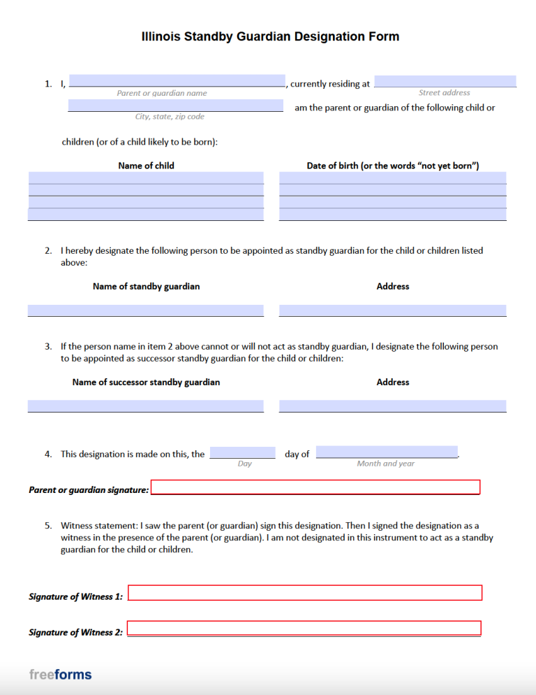 Free Illinois Minor Child Power of Attorney Form | PDF