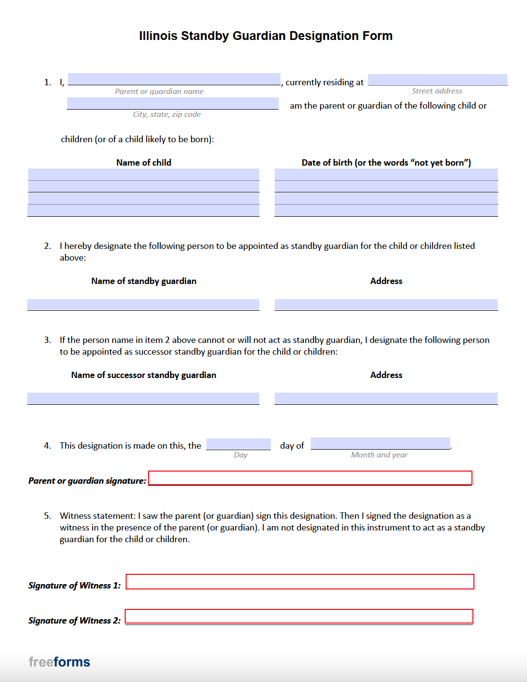 Free Illinois Minor Child Power Of Attorney Form 