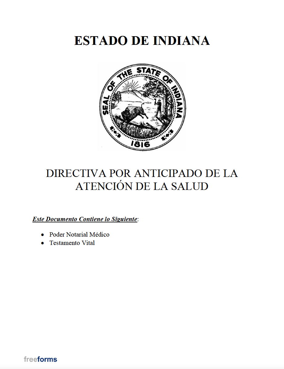 Free Indiana Advance Directive (Medical POA & Living Will) Form PDF