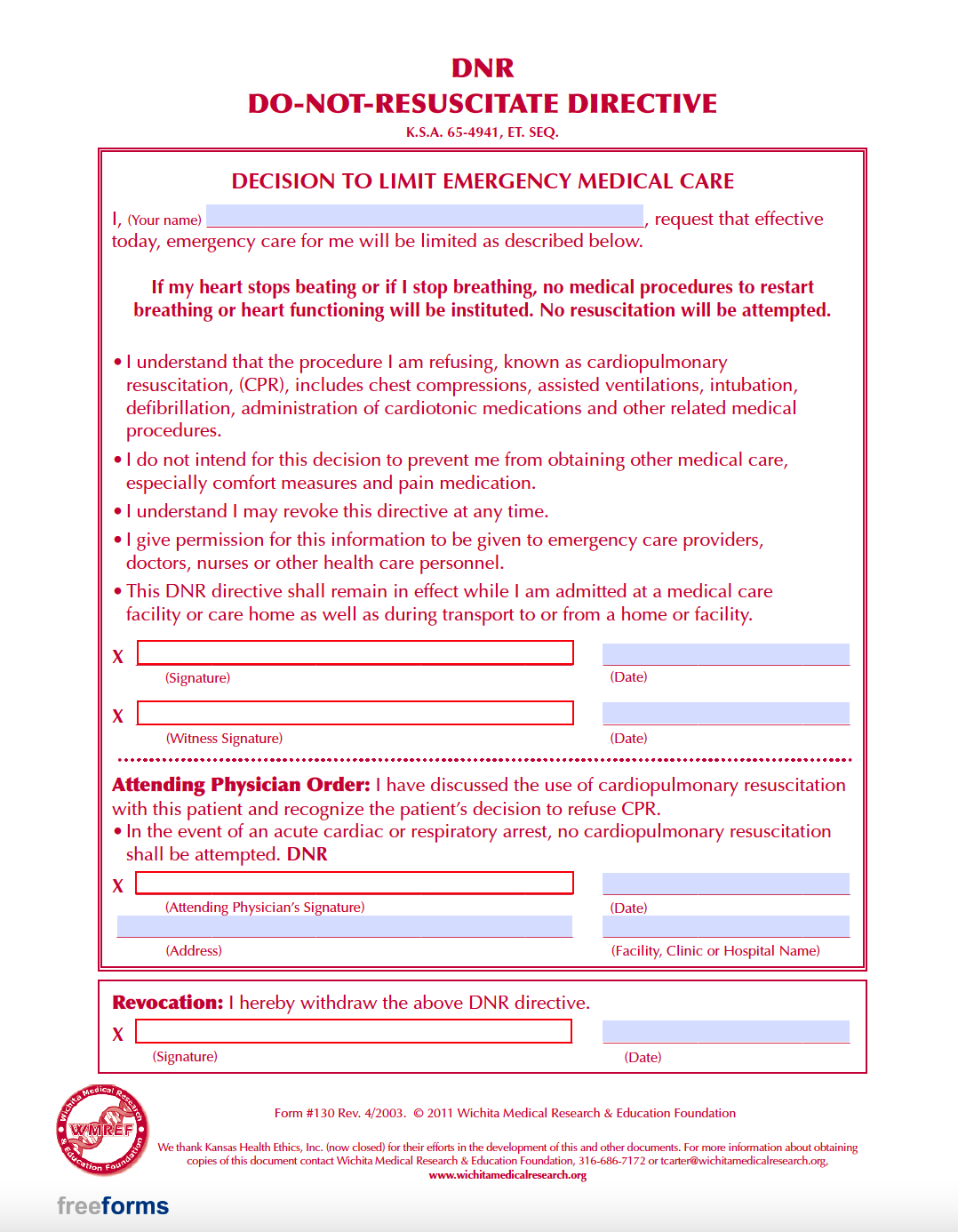 Free Kansas Advance Directive (Medical POA & Living Will) Form PDF