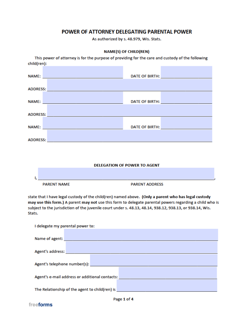 Free Wisconsin Power of Attorney Forms | PDF
