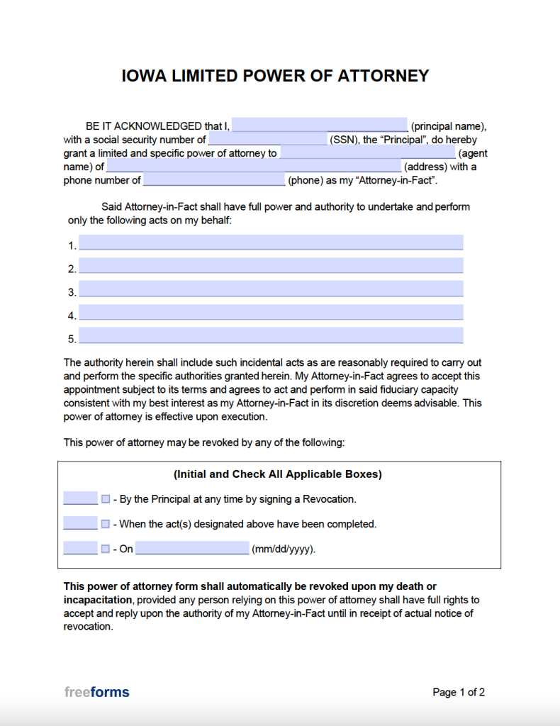 free-iowa-limited-special-power-of-attorney-form-pdf-word