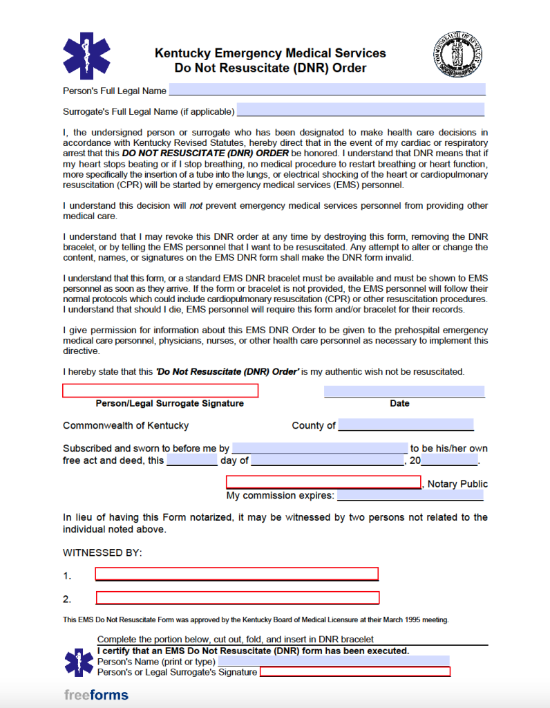 Free Kentucky Advance Directive Form (Medical POA & Living Will) PDF