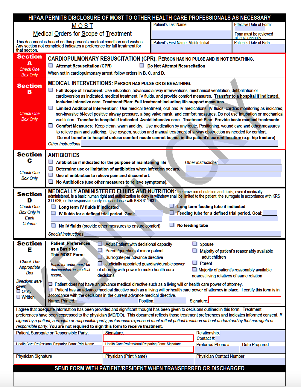 Free Kentucky Advance Directive Form (Medical POA & Living Will) PDF