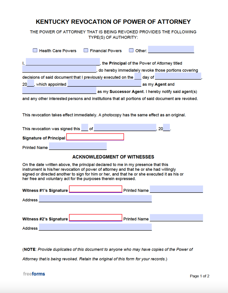 Free kentucky minor child power of attorney form pdf word