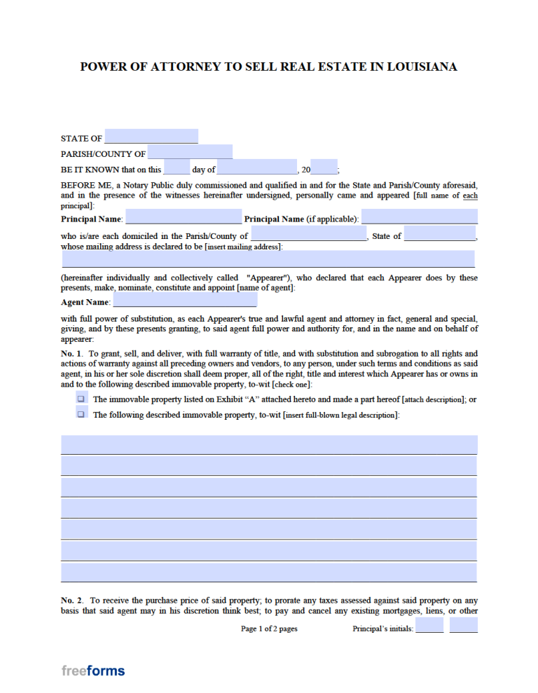 free-fillable-louisiana-power-of-attorney-form-pdf-templates