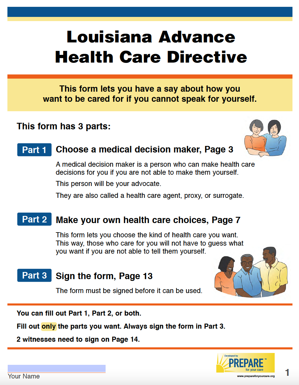 Free Louisiana Advance Directive Form Medical POA Living Will PDF   Prepare For Your Care Louisiana Advance Directive Form 