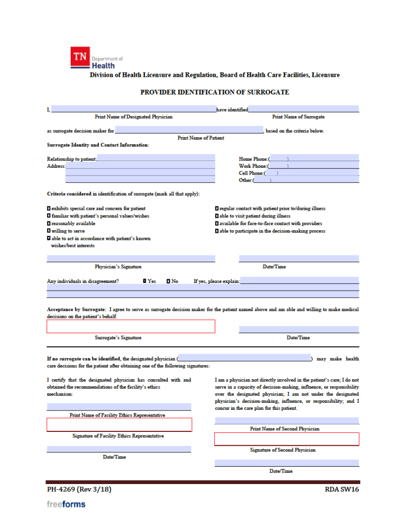 Free tennessee advance directive form medical poa living will pdf