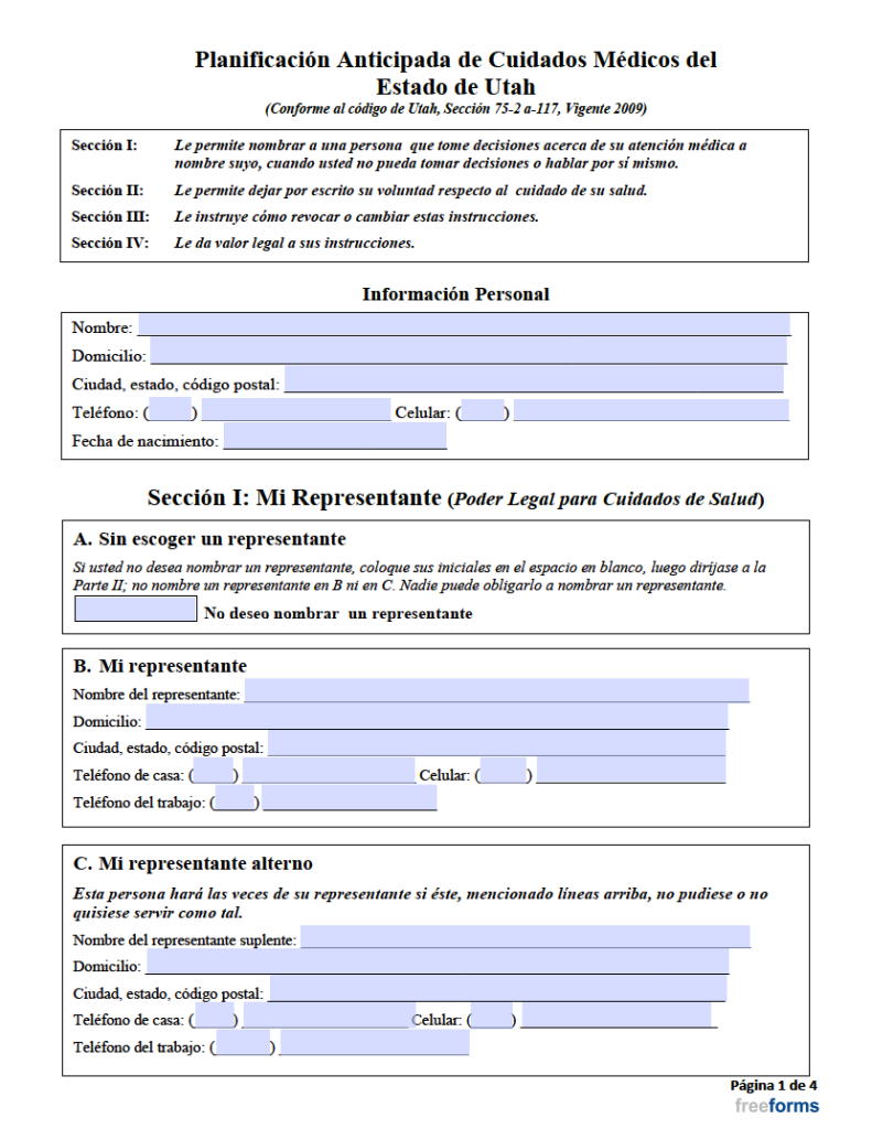 Free Utah Advance Directive Form (Medical POA & Living Will) | PDF | WORD