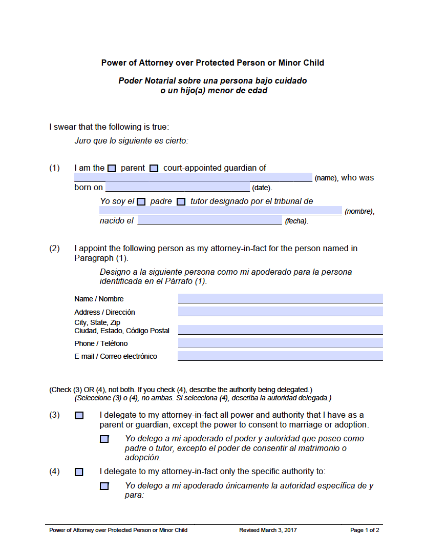 Free Utah Minor Child Power of Attorney Form | PDF | WORD