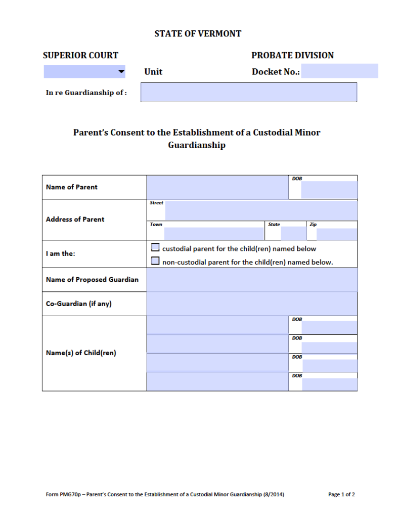 Free Vermont Minor Child Power of Attorney Form PDF