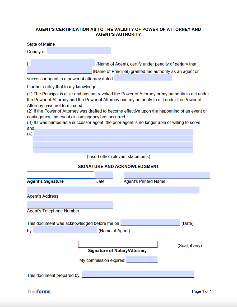 Free Maine Durable (Financial) Power of Attorney Form | PDF | WORD