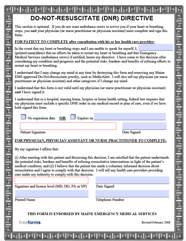 Free Maine Advance Directive Form (Medical POA & Living Will) | PDF