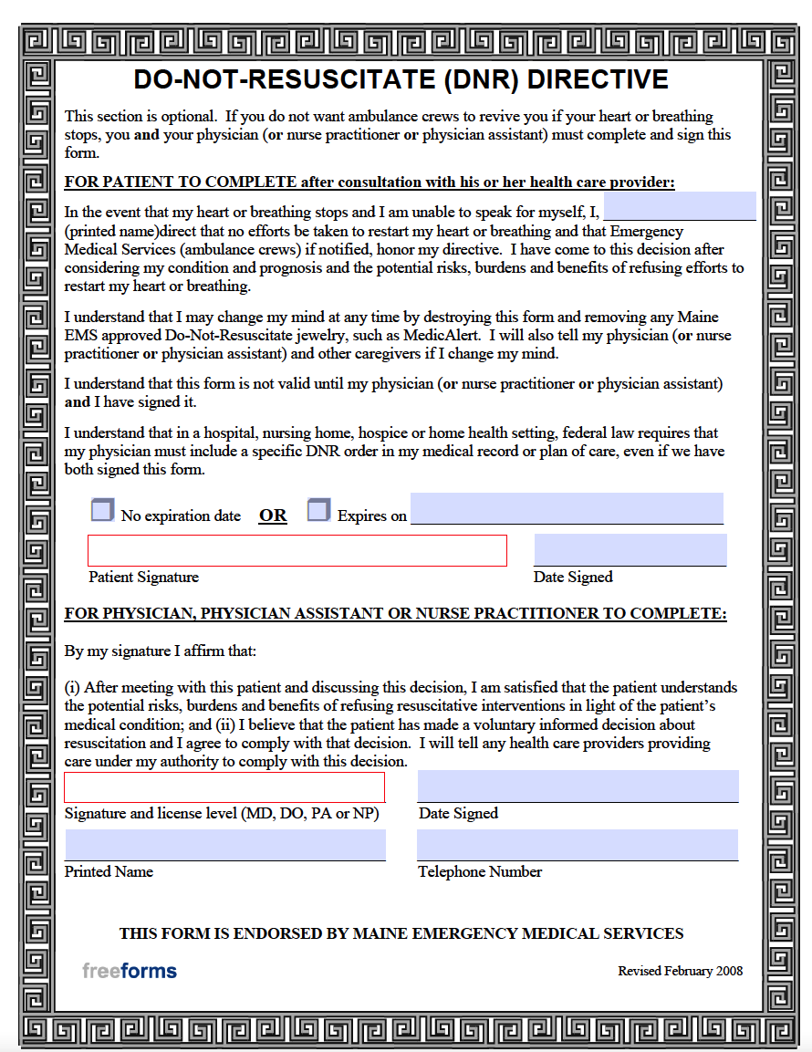 Free Maine Advance Directive Form (Medical POA Living Will) PDF Free Maine Advance Directive Form (Medical POA Living Will) PDF