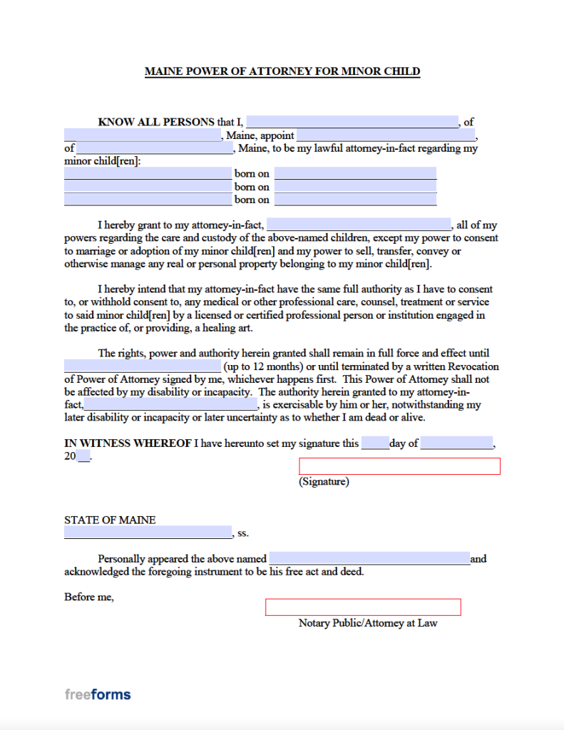 Free Maine Power of Attorney Forms | PDF | WORD