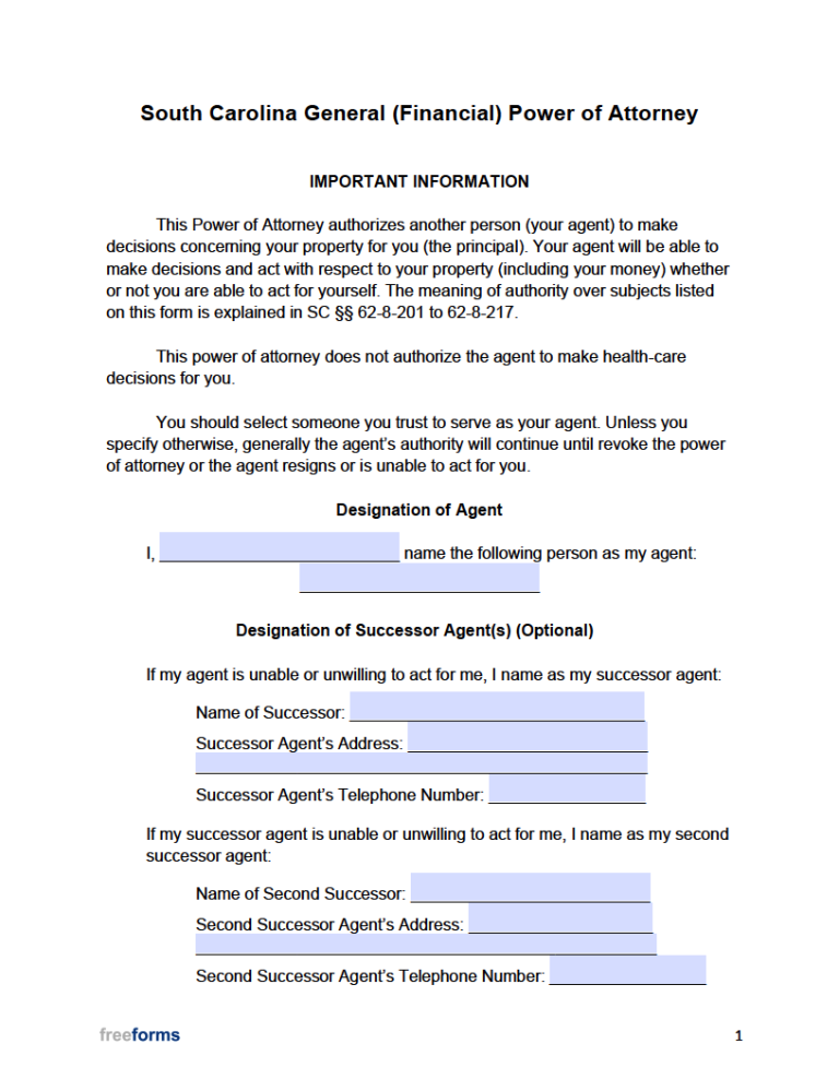 power of attorney for finances form