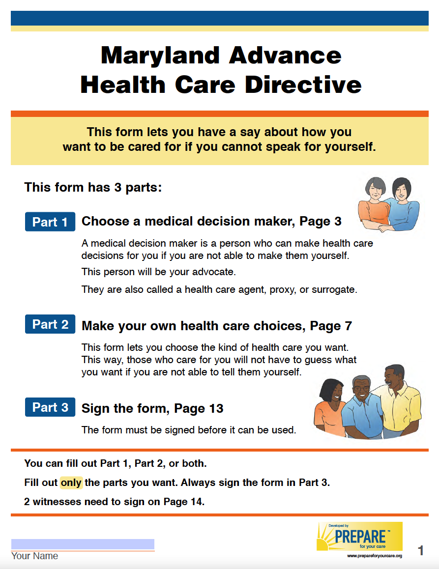 Free Maryland Advance Directive Form (Medical POA & Living Will) PDF