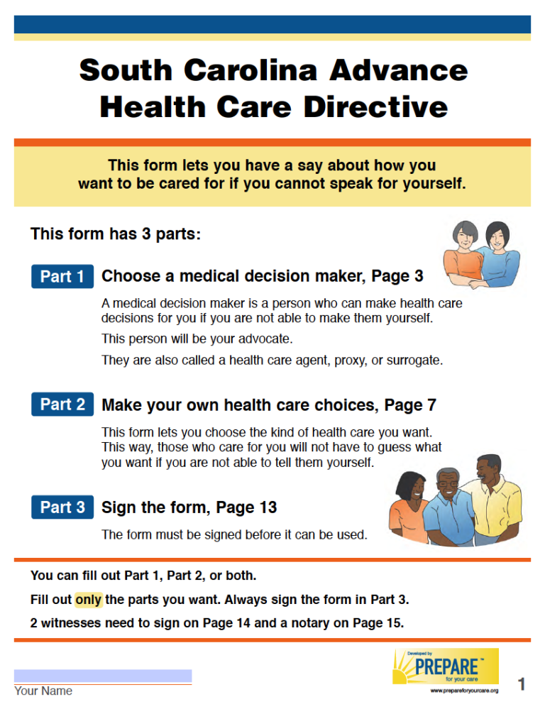 Free South Carolina Advance Directive Form Medical POA Living Will   Prepare For Your Care South Carolina Advance Directive Form 768x999 