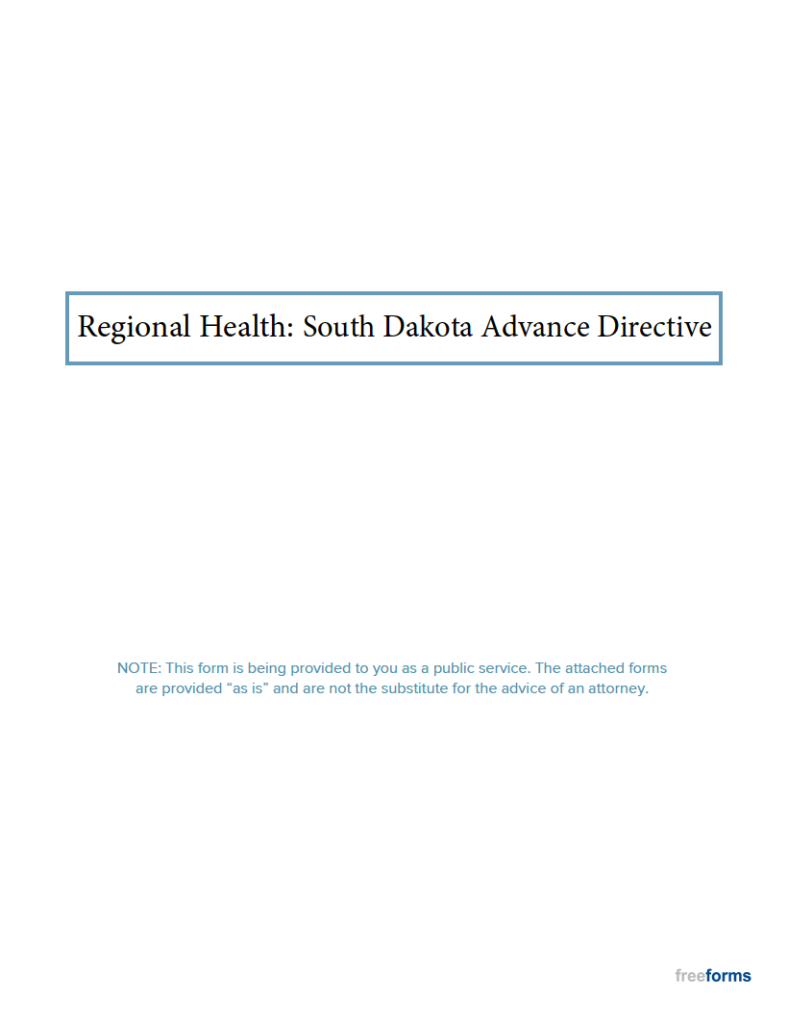 Free South Dakota Advance Directive Form (Medical POA & Living Will) | PDF