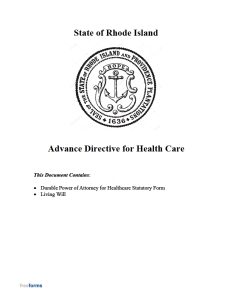 Free Rhode Island Advance Directive Form (Medical POA & Living Will) | PDF