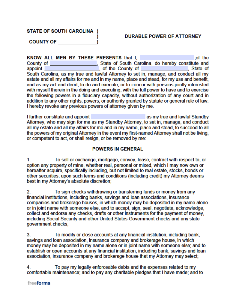 free-south-carolina-durable-financial-power-of-attorney-form-pdf-word