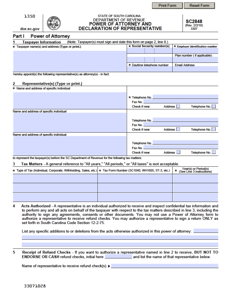 Free South Carolina Limited (Special) Power of Attorney Form | PDF | WORD