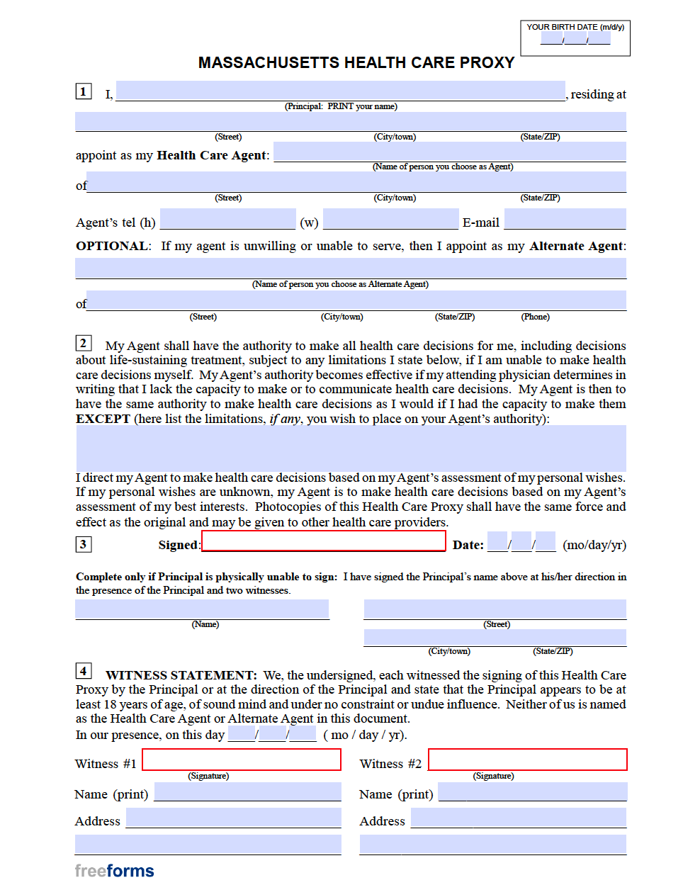 Free Massachusetts Medical Power of Attorney Form | PDF