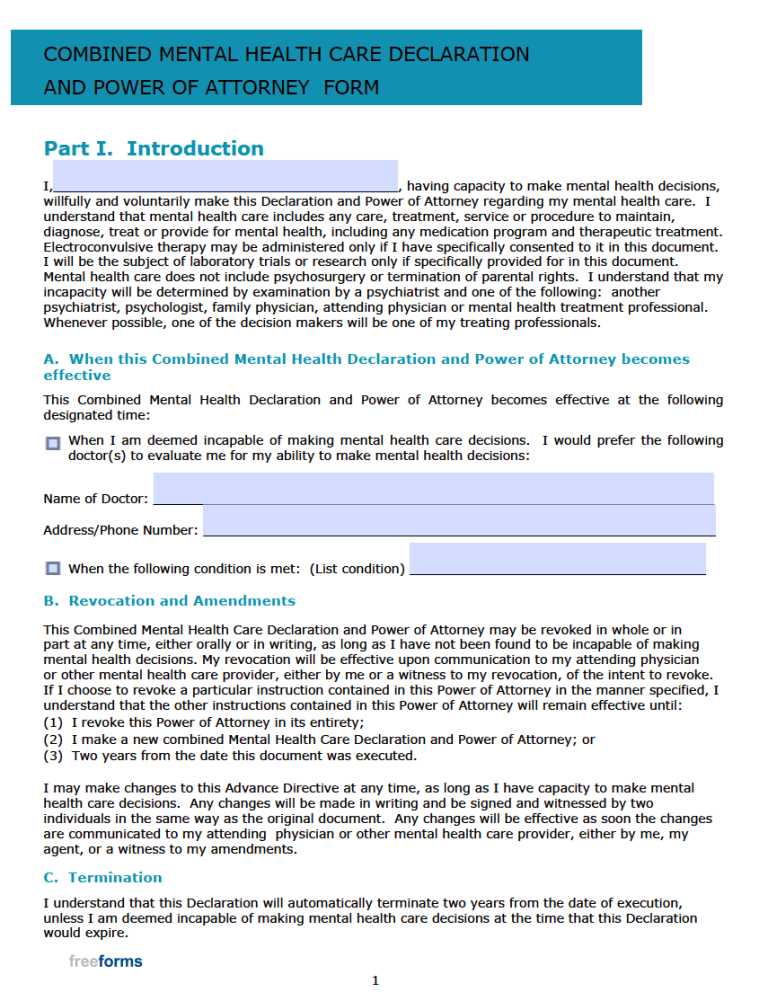 Free Pennsylvania Advance Directive Form (Medical POA & Living Will) PDF