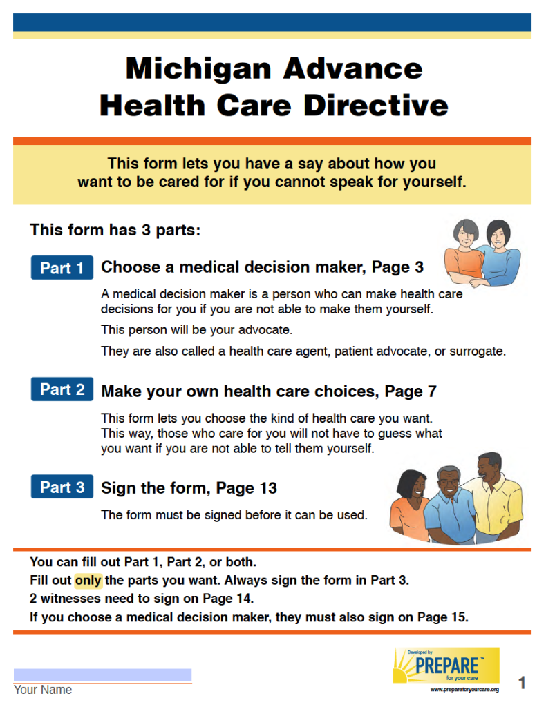 Free Michigan Advance Directive Form (Medical POA & Living Will) PDF