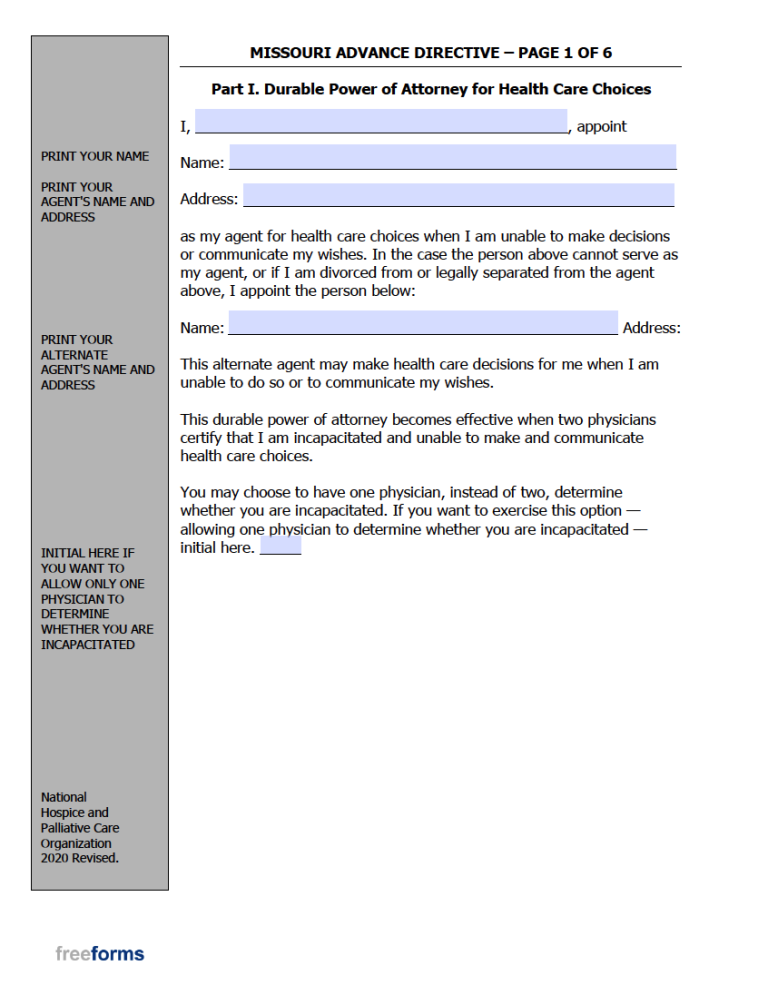 Free Missouri Advance Directive Form Medical POA Living Will PDF   AARP Missouri Advance Directive Form 768x995 