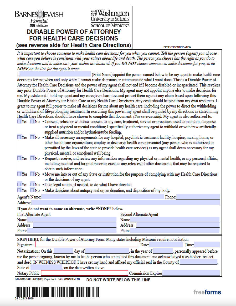 Free Missouri Advance Directive Form (Medical POA & Living Will) | PDF