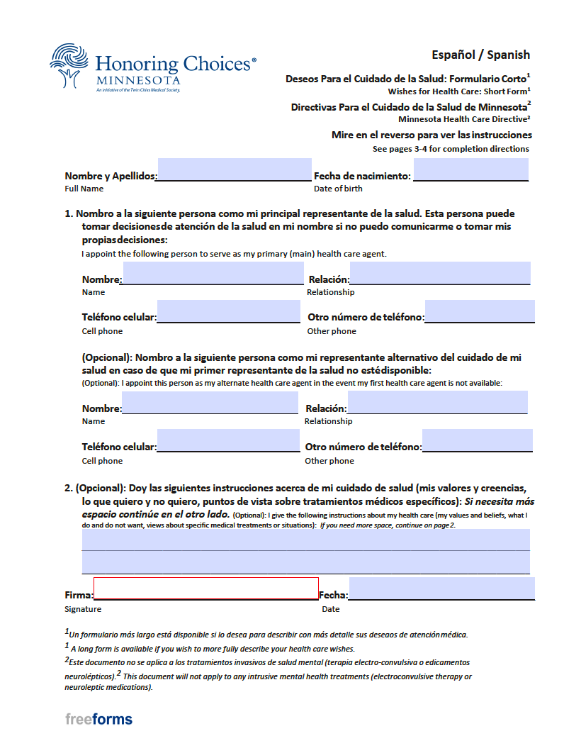 Free Minnesota Advance Directive Form Medical POA Living Will PDF Free minnesota advance directive form medical poa living will pdf