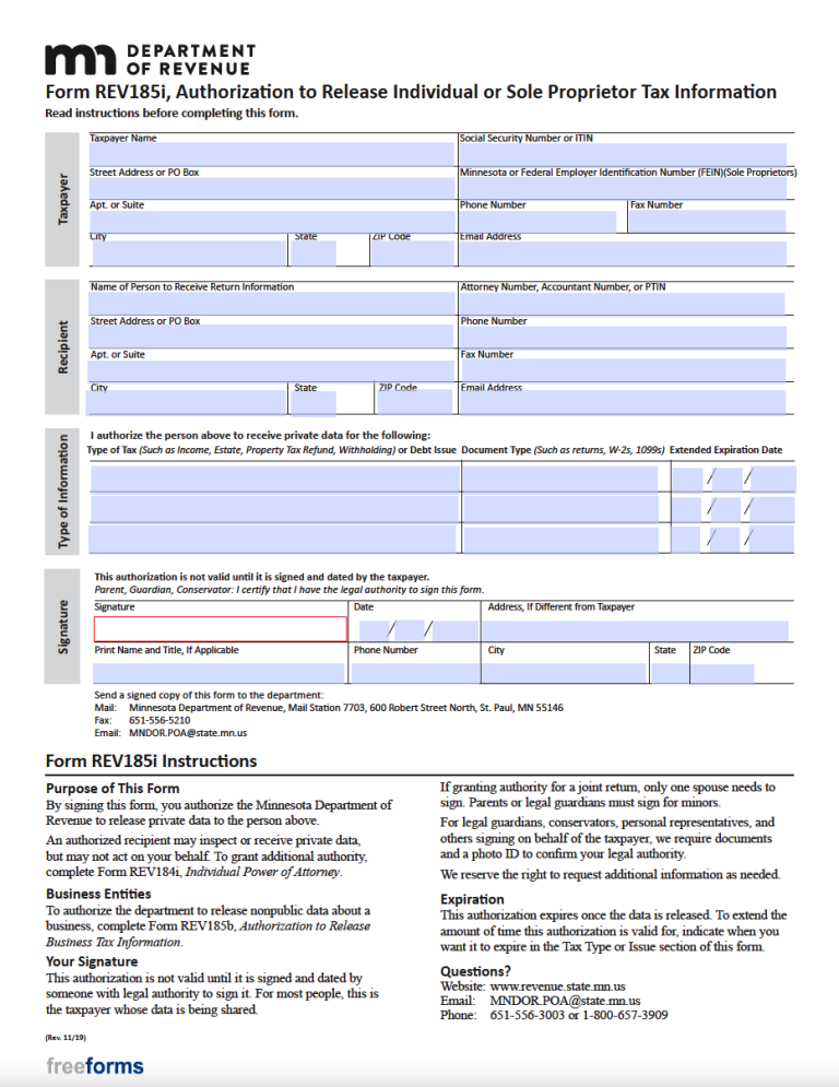 Free Minnesota Tax Power of Attorney Form PDF
